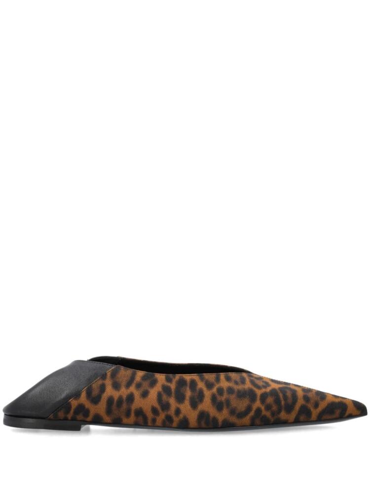 Saint Laurent Carolyn leopard-print slippers - Black Cover