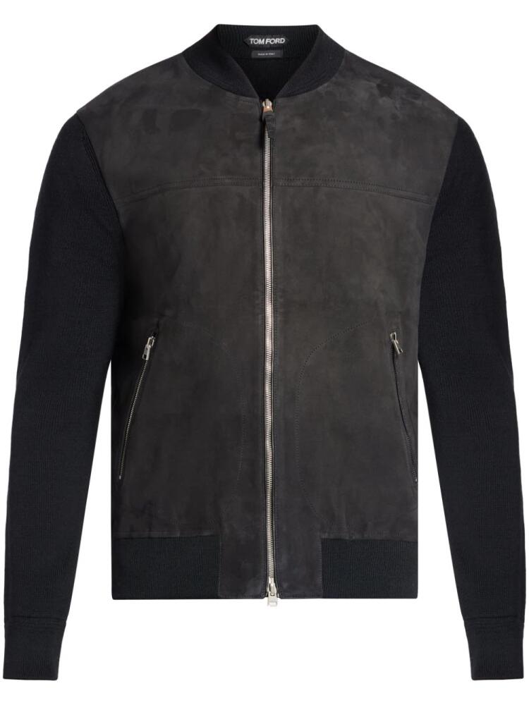 TOM FORD leather-wool bomber jacket - Black Cover