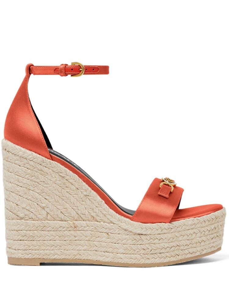 Versace Medusa '95 120mm satin wedge sandals - Orange Cover