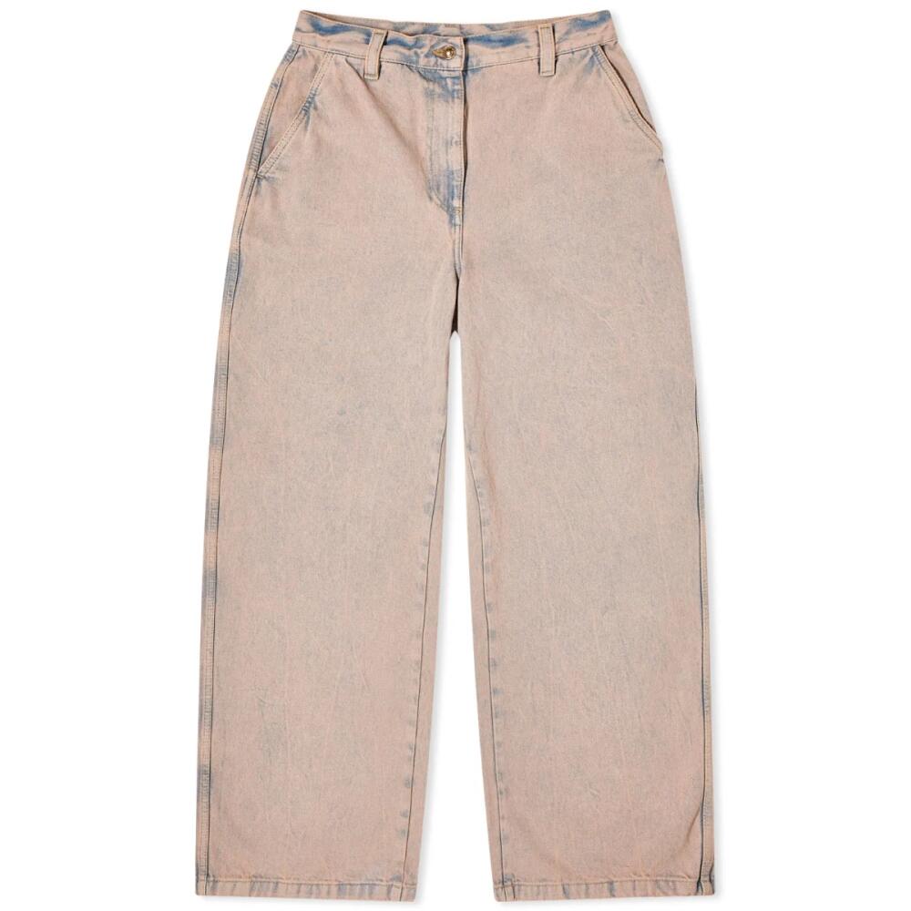 Palm Angels Women's Overdye Logo Wide Leg Jeans in Pink Cover