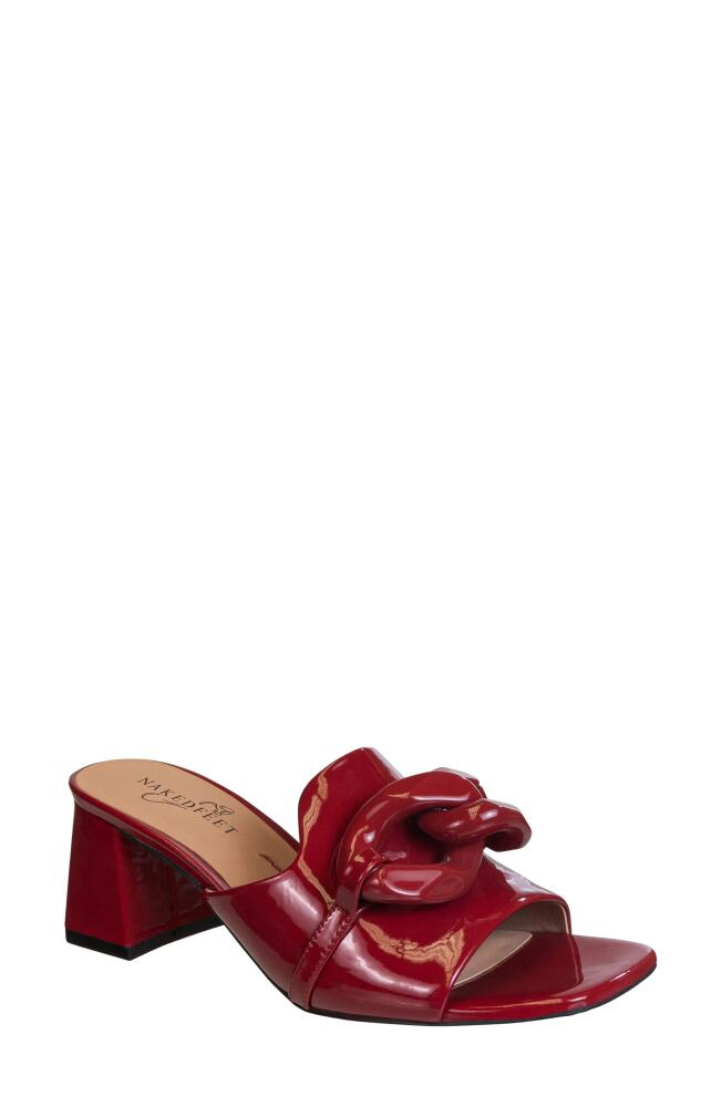 Naked Feet Coterie Block Heel Sandal in Deep Red Cover