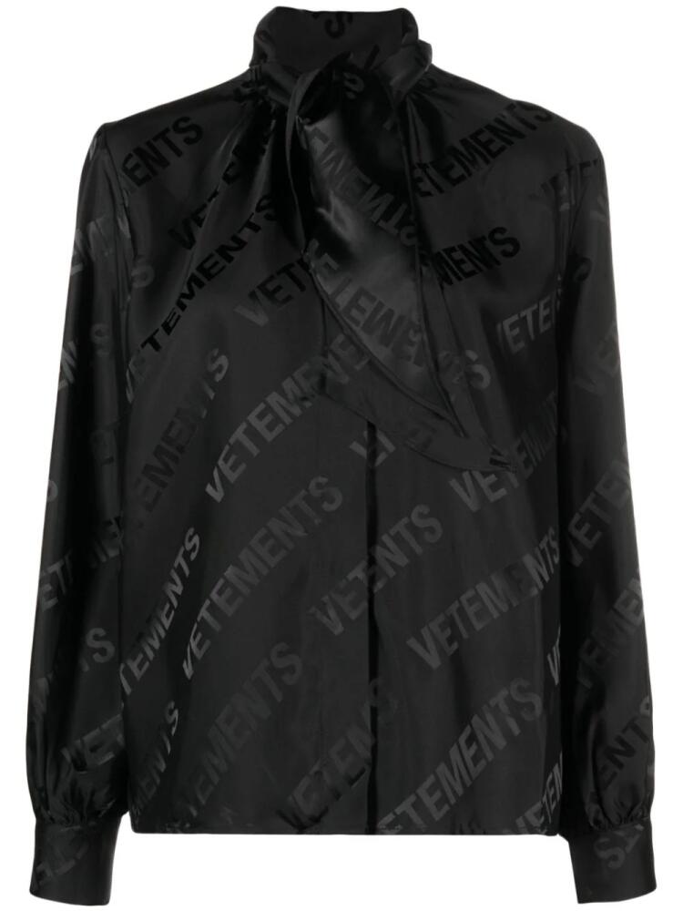 VETEMENTS logo-jacquard button-up shirt - Black Cover