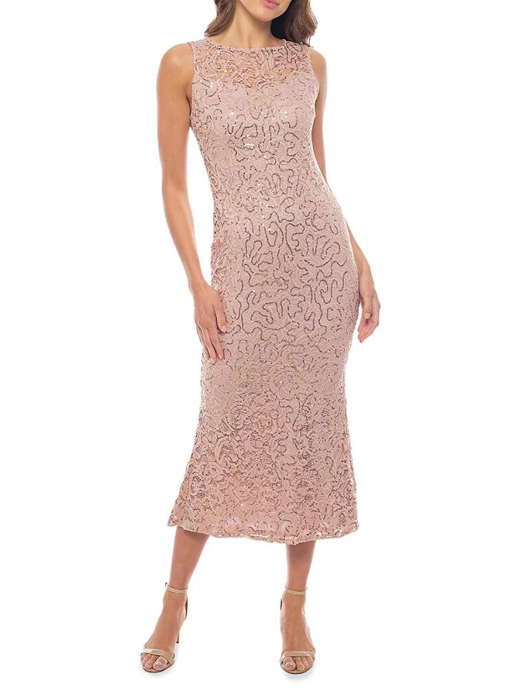 Marina Women's Sequin Lace Sheath Dress - Blush Cover