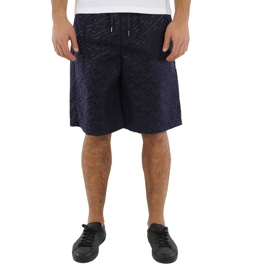 Versace Mens Navy La Greca Bermuda Shorts Cover