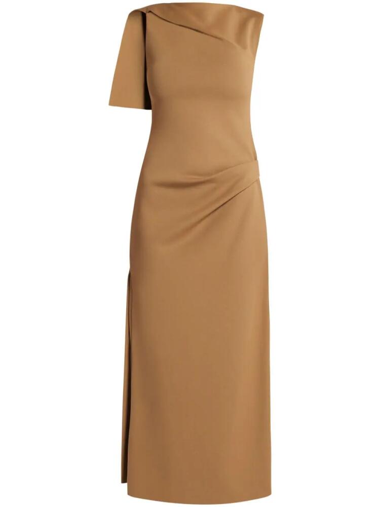 CHATS BY C.DAM draped-neck midi dress - Brown Cover