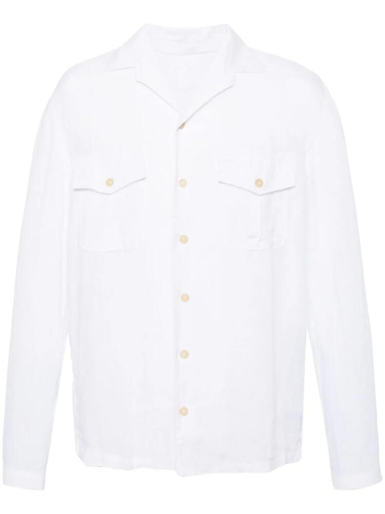 120% Lino camp-collar linen shirt - White Cover