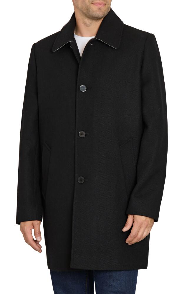 Sam Edelman Single Breasted Wool Blend Coat in Black Twill Cover