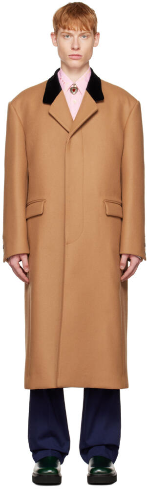 Marni Tan Single-Breasted Coat Cover