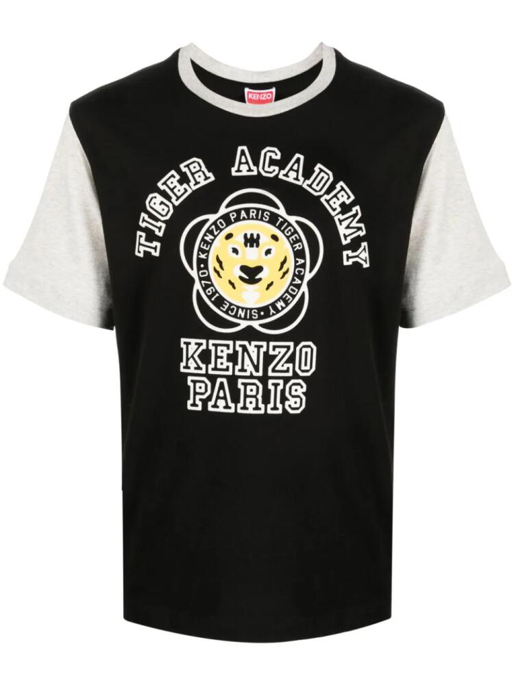 Kenzo logo-print colour-block T-shirt - Black Cover