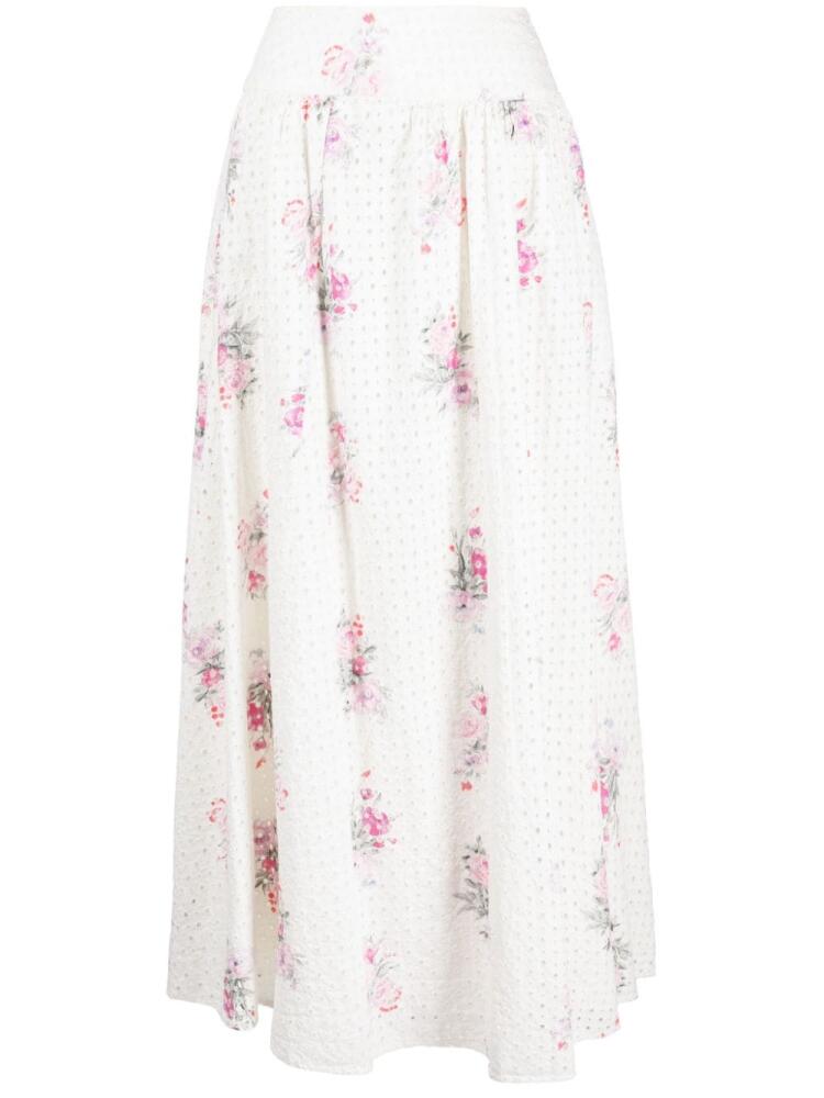 LoveShackFancy Aventi broderie-anglaise maxi skirt - White Cover