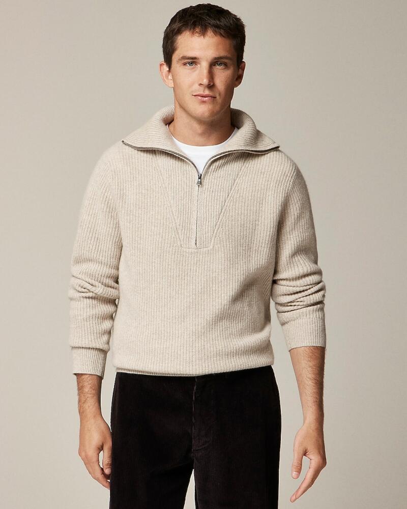 J.Crew Midweight cashmere ribbed half-zip ski sweater Cover