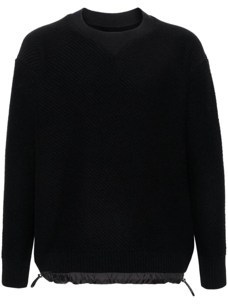 sacai drawstring-hem ribbed-knit jumper - Black Cover