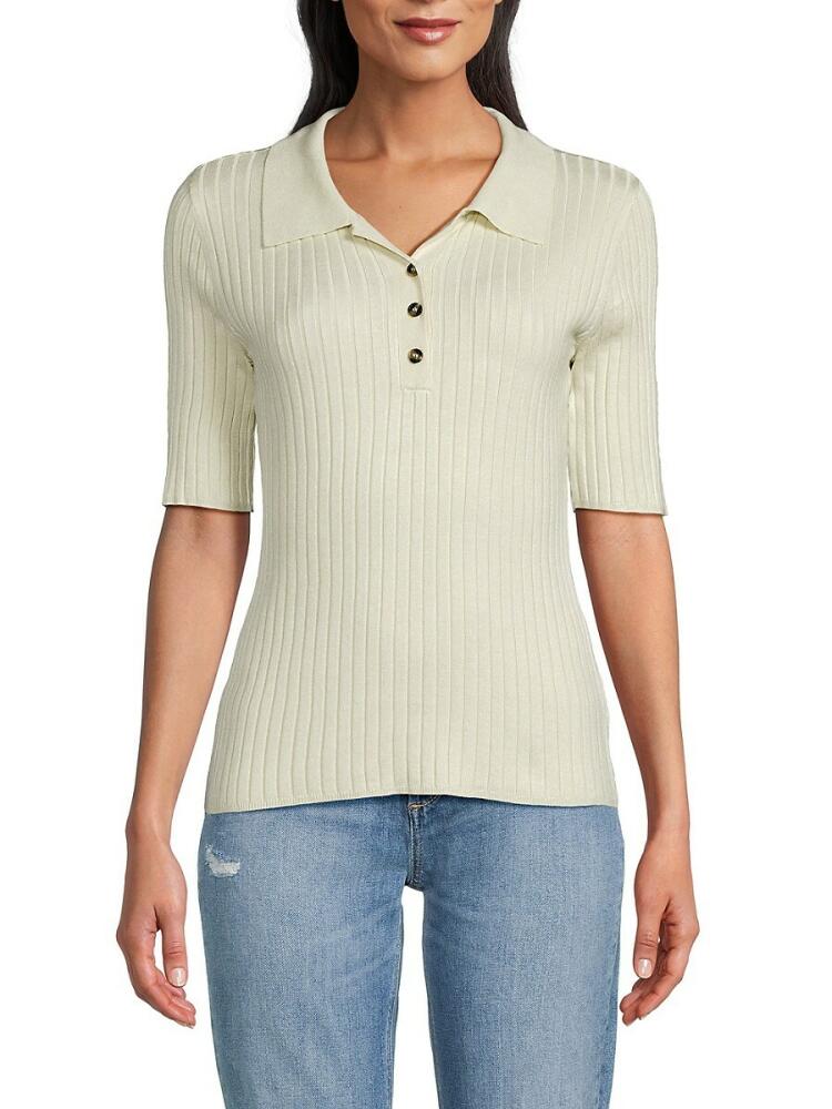 Saks Fifth Avenue Women's Ribbed Polo - Ecru Cover