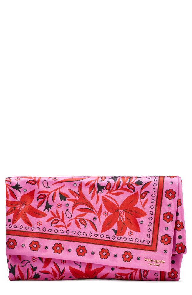 Kate Spade New York bandana clutch on a chain in Carousel Pink Multi Cover