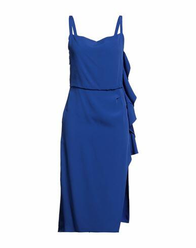 Caractère Woman Midi dress Bright blue Viscose, Polyester Cover