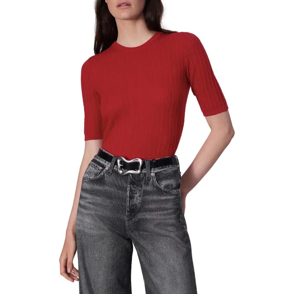 rag & bone Tina Short Sleeve Merino Wool Sweater in Red Cover