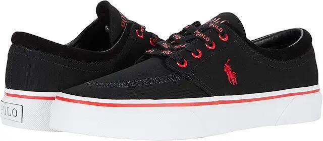 Polo Ralph Lauren Faxon X Low-Top Canvas Sneaker (Black/RL2000 Red) Men's Shoes Cover