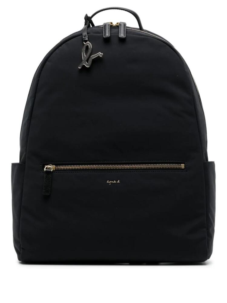 agnès b. logo-plaque adjustable-straps backpack - Black Cover