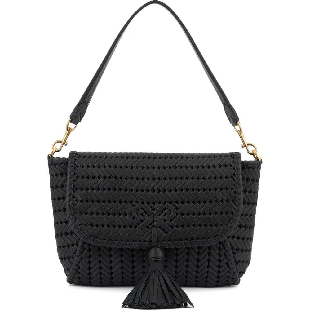 Anya Hindmarch The Neeson Tassel Herringbone Woven Leather Shoulder Bag in Black Cover