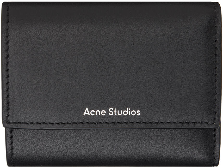 Acne Studios Black Trifold Leather Wallet Cover