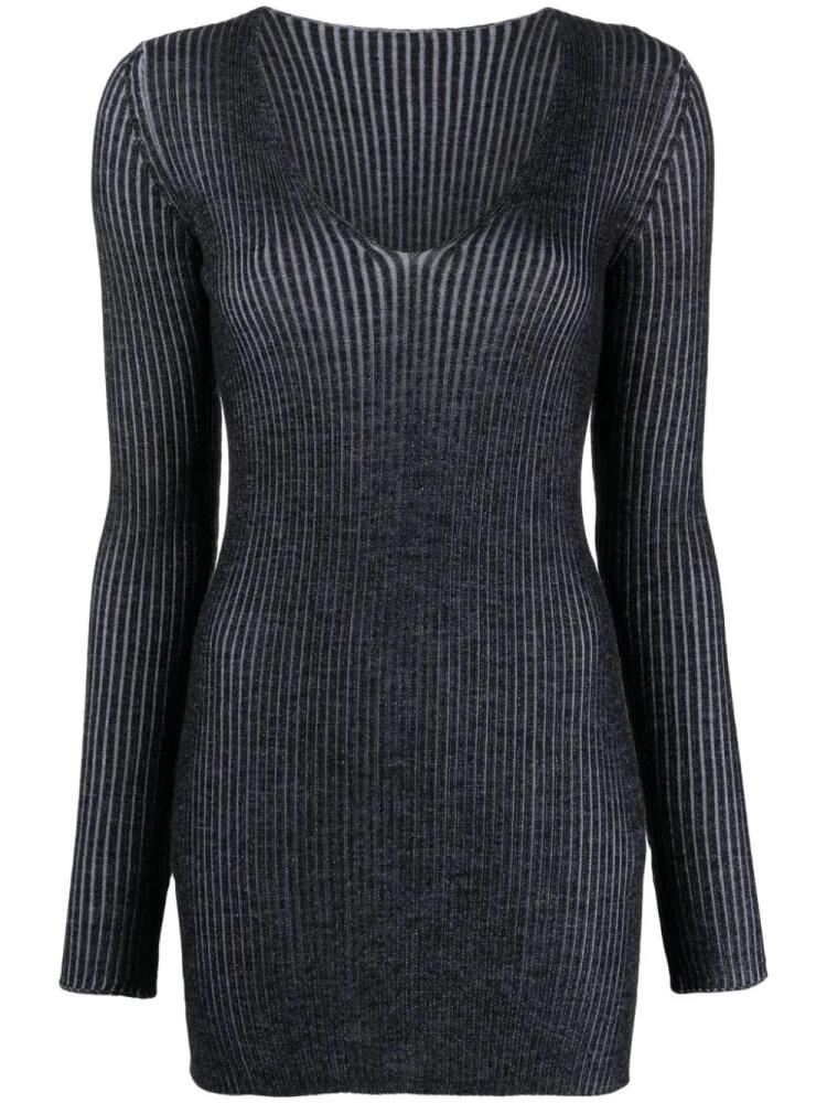 Roberto Collina ribbed-knit merino-wool minidress - Grey Cover