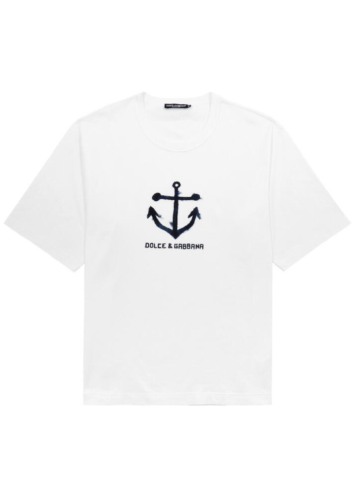 Dolce & Gabbana Marina Printed Cotton T-shirt - White Cover