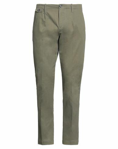 Paolo Pecora Man Pants Military green Cotton, Elastane Cover