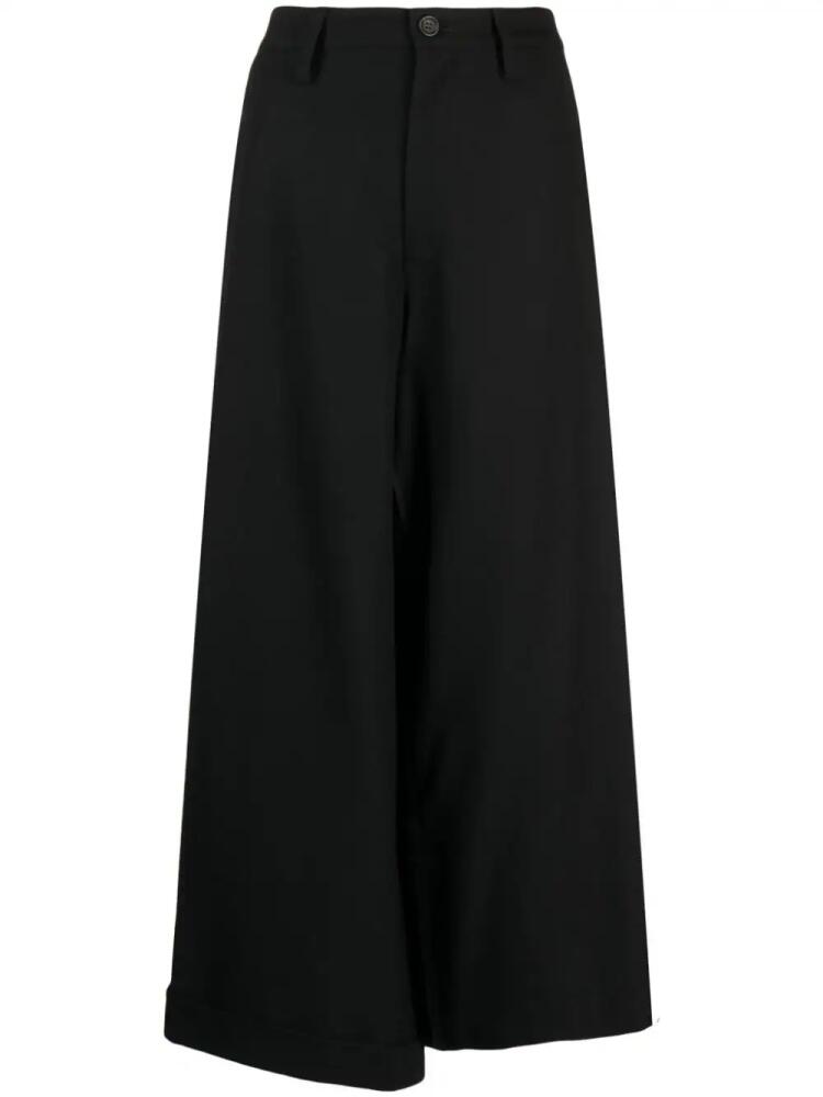 Yohji Yamamoto wide-leg cropped wool trousers - Black Cover