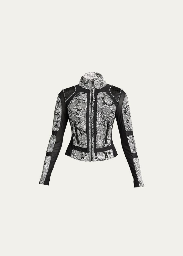 Blanc Noir Snake Leather Moto Jacket Cover