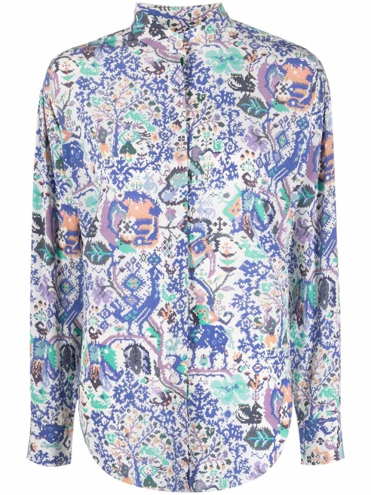 ISABEL MARANT graphic-print long-sleeve blouse - Blue Cover