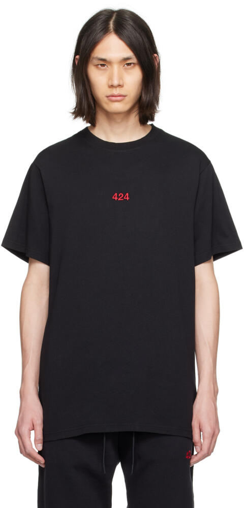 424 Black Embroidered T-Shirt Cover