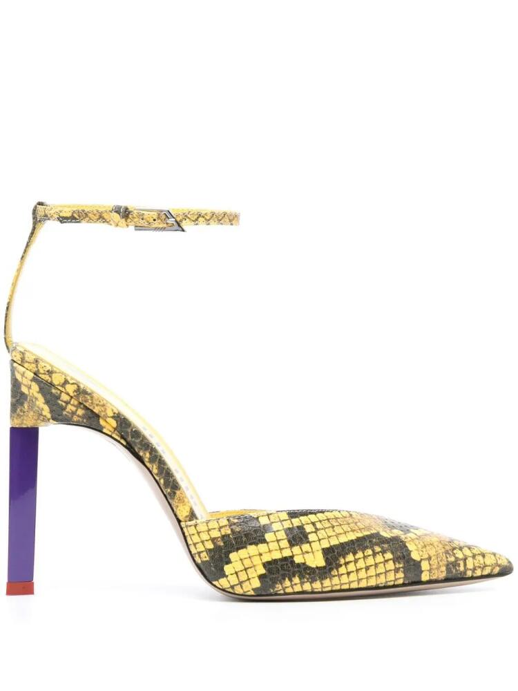 The Attico Perine 110mm snakeskin-effect pumps - Yellow Cover