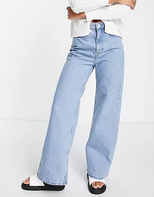 Weekday Ace high waist wide leg jeans in pool blue - MBLUE Cover