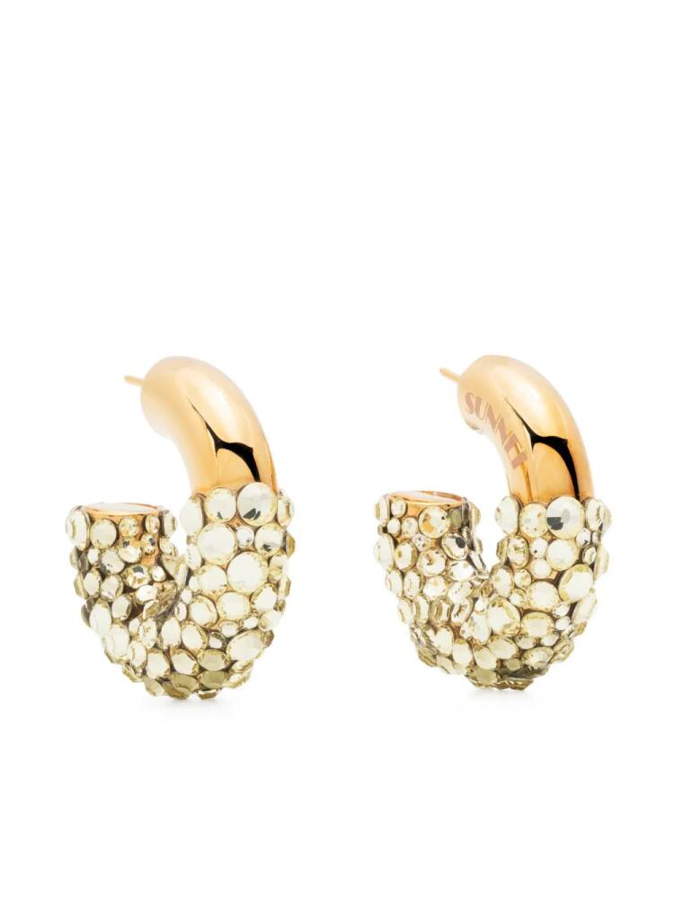 Sunnei rhinestone-embellished chunky hoop earrings - Gold Cover