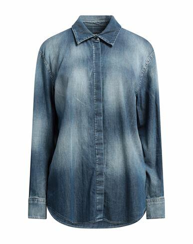 Dondup Woman Denim shirt Blue Cotton, Elastane Cover