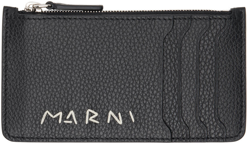 Marni Black Leather 'Marni' Mending Card Holder Cover