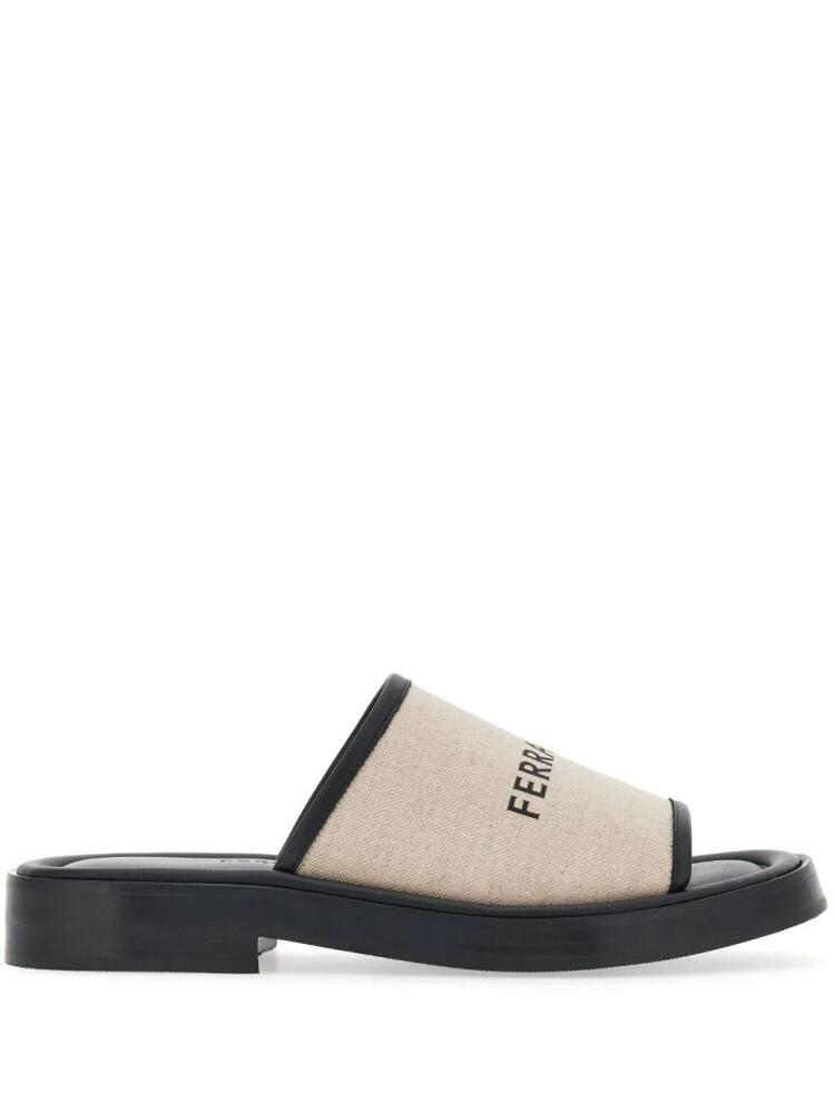 Ferragamo logo-print canvas slides - Neutrals Cover