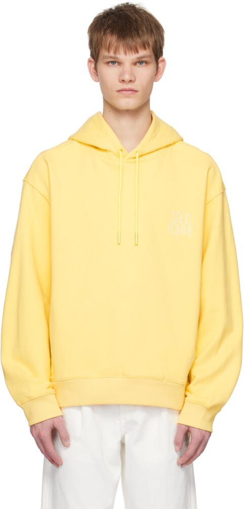 Solid Homme Yellow Embroidered Hoodie Cover