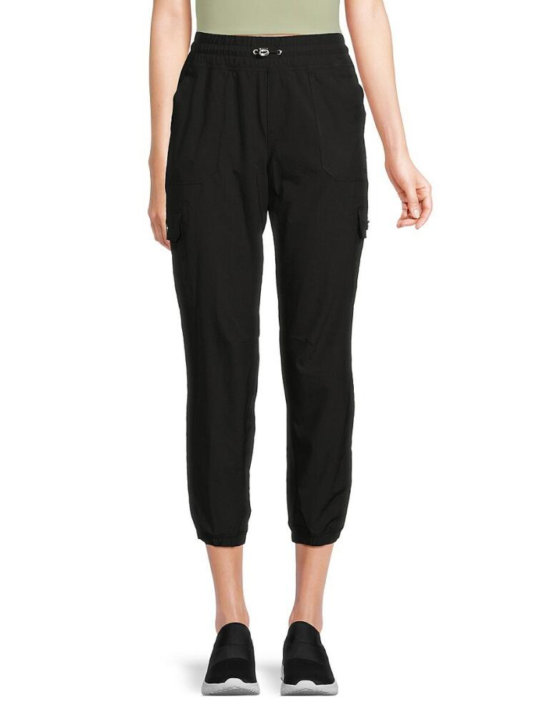 DKNY Sport Women's Smocked Waist Cropped Joggers - Black Cover