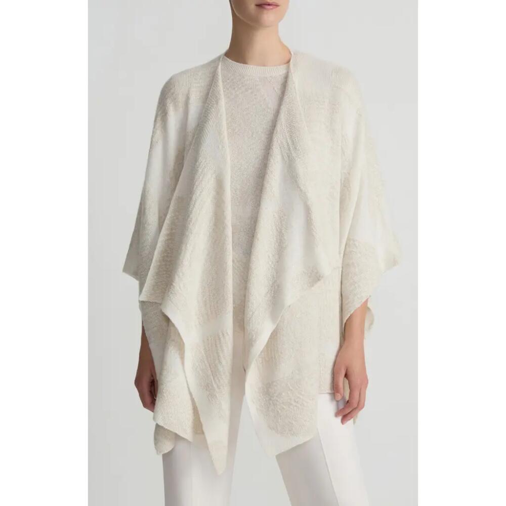 Lafayette 148 New York Jacquard Cashmere Blend Ruana in Cloud Metallic Cover