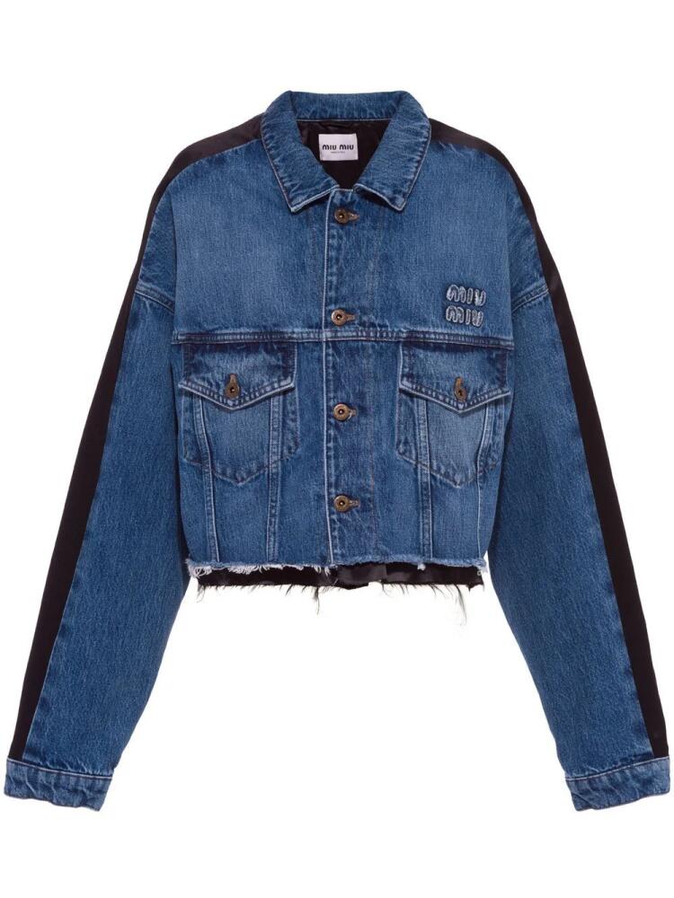 Miu Miu logo-patch denim jacket - Blue Cover