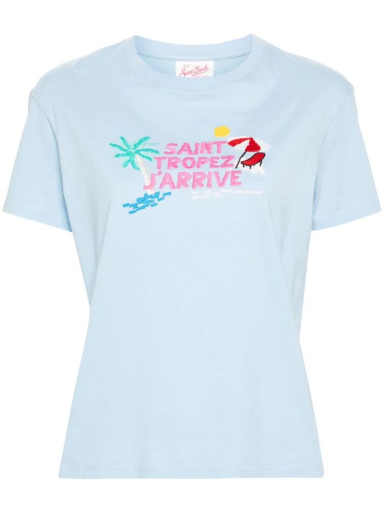 MC2 Saint Barth slogan-embroidered cotton T-shirt - Blue Cover