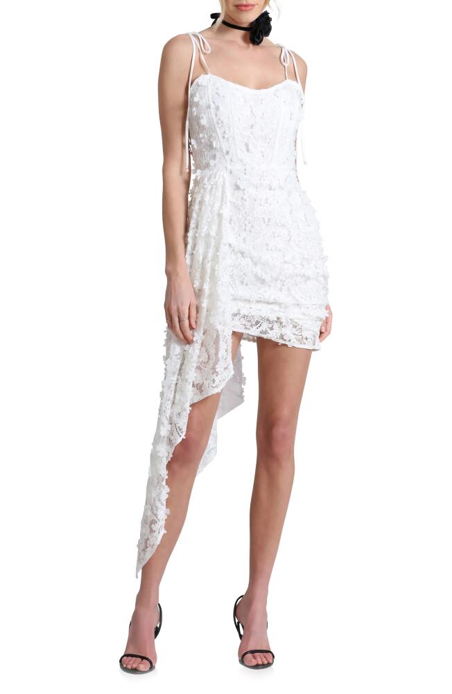 Avec Les Filles Floral Appliqué Waterfall Lace Cocktail Minidress in White Cover