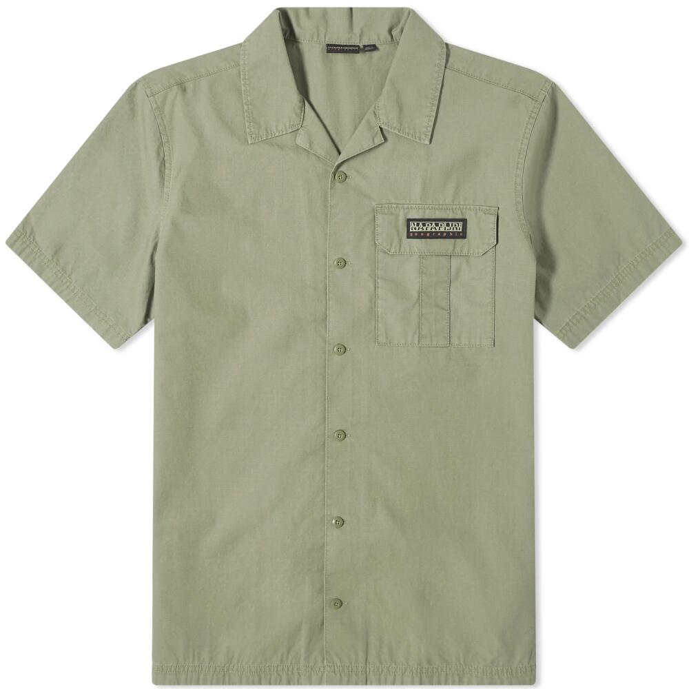 Napapijri Men's Outdoor Utility Shirt in Green Lichen Cover