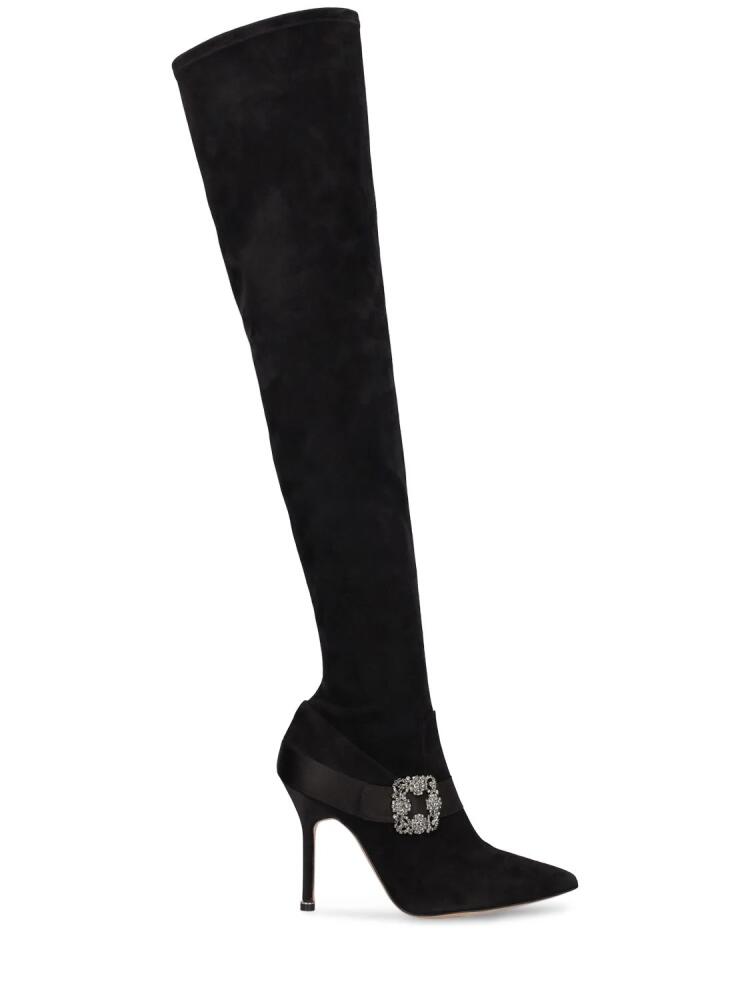 MANOLO BLAHNIK 105mm Plininanuthi Suede High Boots Cover