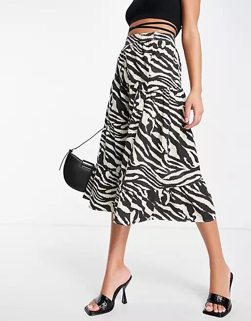 Whistles a-line midi skirt in neutral zebra-Black Cover