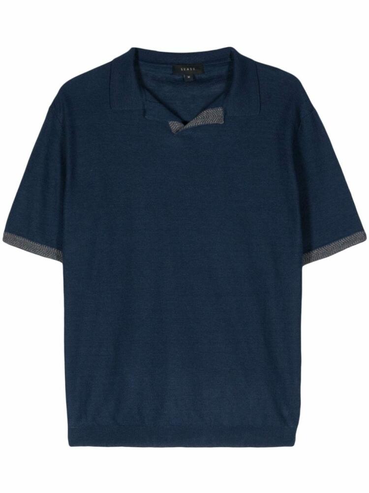 Sease split-neck piqué polo shirt - Blue Cover