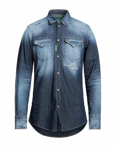 Dsquared2 Man Denim shirt Blue Cotton, Elastane Cover