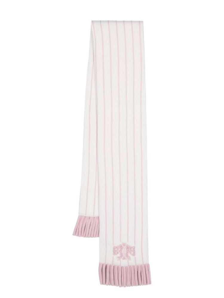 Barrie stripe-print logo-crest scarf - Neutrals Cover