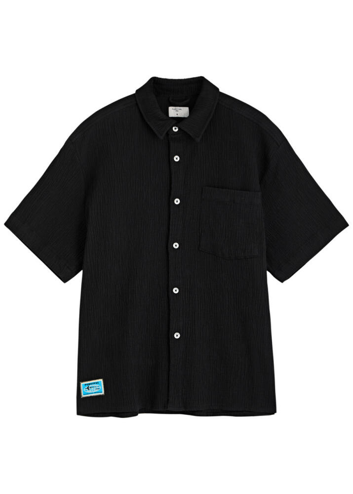 Percival Artifact Clerk Textured Stretch-cotton Shirt - Black Cover